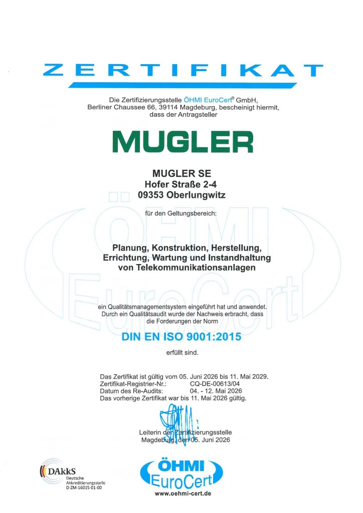 DIN EN ISO 9001 MUGLER SE
